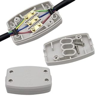 2 Pack 3 Pin Electrical Junction Box Flex Plug Grey 250V 13A Cable Connector Box Flexible Connector for Outdoor Lighting Electrical Power Supply and Automotive Wiring