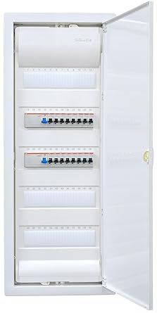 Hager Flush-Mounted Distributor 5 Rows VU60NC Ready for Connection Wired with Terminal Block Assembly ABB 2x FI 4-Pin + 16x LS B16A