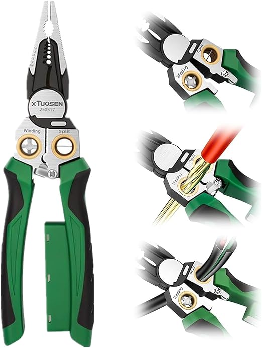8 in 1 Wire Stripper with Voltage Tester, Electric Pliers, Multifunctional Electric Wire Stripping Tool for Cutting, Pulling and Crimping, Electrician Repair Tools (1 Piece)
