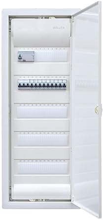 Hager Cavity Wall Distributor 5 Rows VH60NC Ready for Connection Wired with Terminal Block Legrand 1x FI 4-Pin + 1x 3-Pin + 9x 1-Pin LS B16A