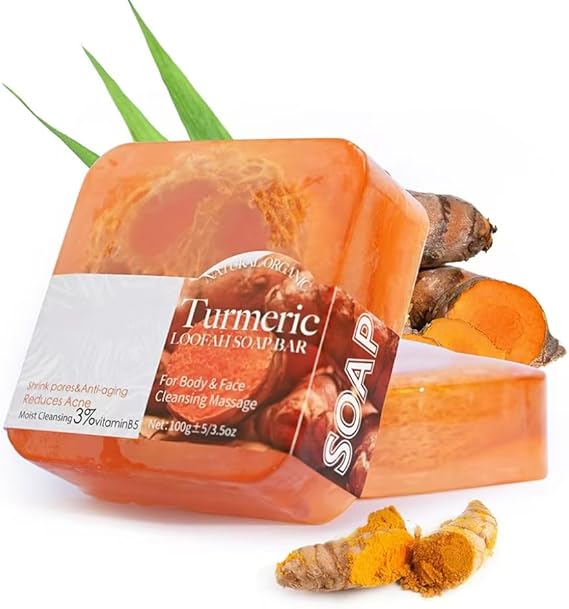 Natural turmeric soap, mild and moisturising, cleans pores and impurities, removes excess oil and skin horn, reduces acne, soothes the skin, suitable for face and body