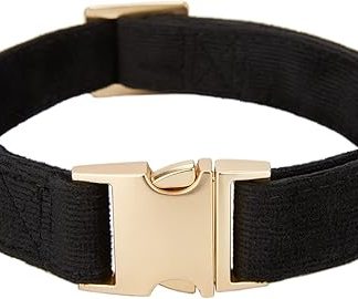 YUDOTE Ultra Soft Dog Collar Natural Cotton Cord for Medium Dogs with Sensitive Skin, Black