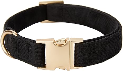 YUDOTE Ultra Soft Dog Collar Natural Cotton Cord for Medium Dogs with Sensitive Skin, Black