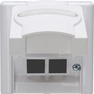 Blue Electric Surface-Mounted Empty Housing for 2 CAT Modules IP44 Colour: Arctic White