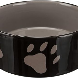 Trixie 24533 ceramic bowl with paws, 1.4 l / Ø 20 cm, sorted color (brown or taupe)