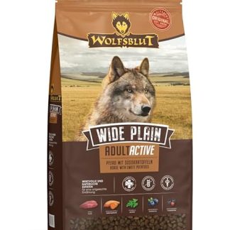 WOLFSBLUT Wide Plain Adult Active Dry Food with Valuable Superfoods for Active, Adult Dogs, Grain-Free Complete Food without Additives in Bag, 12.5 kg Horse
