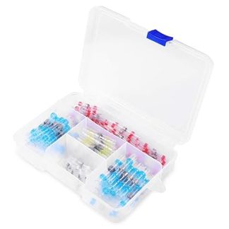 TuToy 120Pcs Solder Seal Wire Connectors Heat Shrink Butt Connector Waterproof Insulated Electrical Butt Wire Connector Terminal