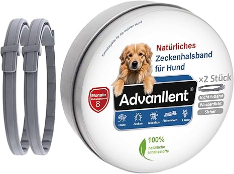 Advanllent Tick Collar for Dogs, Pack of 2, Flea Collar Dogs, Flea and Tick Collar Dog, Tick Protection, Flea Protection Collar for Dogs, 16 Months Tick Protection