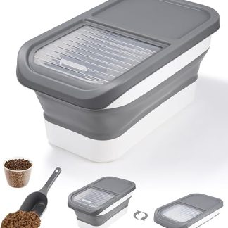 Zawaer Dog Food Storage, Pet Food Container 5 kg, Dog Food Container, Dry Food Container, Dog Food Box, Food Container for Pets, Foldable with Lid, Spoon, Measuring Cup.