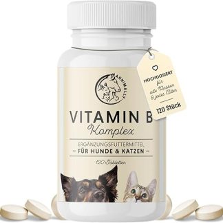 Vitamin B Complex for Dogs - 120 Tablets Supply for up to 4 Months - Vitamin B High Dose for Dogs and Cats with Vitamin B1, B2, B3, B5, B6, B9, B12, Vitamin K, L-Tryptophan and Selenium