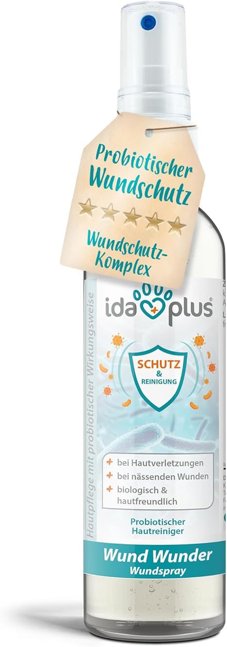 Ida Plus Wound Miracle - Unique Wound Complex Instead of Silver Spray for Dog, Cat, Horse - Anti-Inflammatory for Skin Injuries - Promotes Regeneration - Painless Use - With Probiotics