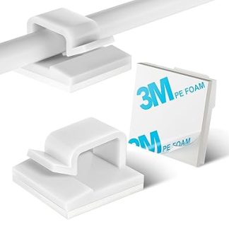 KGROTE Pack of 100 Cable Holders, Cable Management Organiser, Cable Clips, Self-Adhesive Outdoor Cable Clips, Cable Hooks, Wire Holder for Cable Management, Cable Attachment, Fairy Lights (White)