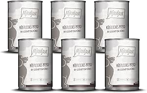 MjAMjAM - Premium Wet Food for Dogs - Delicious Horse on Steamed Pumpkin, Pack of 6 (6 x 400 g), Grain-Free with Extra Meat