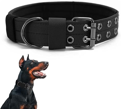 Tactical Dog Collar Military Dog Collar Adjustable Nylon Wide Training Collar and Durable Metal Buckle Collar for Medium Large Dogs