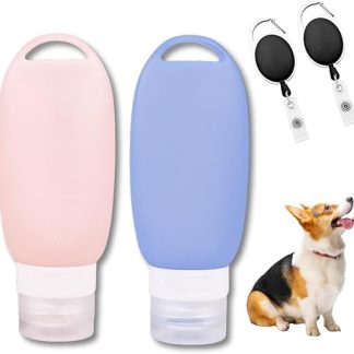 Issimober Pack of 2 Food Tubes for Filling Dog, 90 ml Wet Food Silicone Travel Bottles with Telescopic Buckle, Fillable Tubes for Dogs, Reusable Food Tube Dog for Pets Outdoor