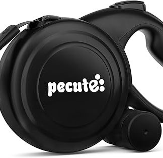 pecute Dog Lead 10 m, Roller Lead for Dogs, 360° Tangle-Free Lead Extension, Non-Slip Handle and Quick Brake Button, Suitable for Dogs up to 50 kg Weight