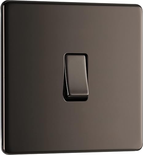 BG Nexus Screwless Flatplate FBN12 Light Switch 1 Gang 2 Way 10 Amp (Black Nickel)