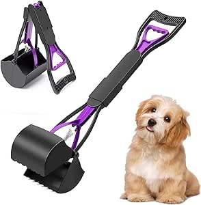 Dog Poop Scooper, Dog Waste Collector, Dog Poop Scoop for Dogs, Long Handle Portable Dog Poop Scooper for Dogs, Dog Poop Gripper, 46 cm, Suitable for Dogs, Foldable Dog Poop Scooper (Purple)