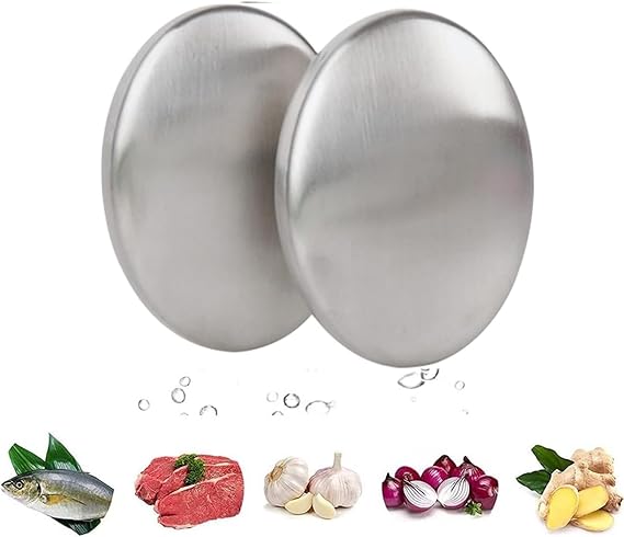 Kiuiom Odour-neutralising, brushed stainless steel soap, 2 pieces for removing odour onions, fish, garlic, strong odours from hands, kitchen aid