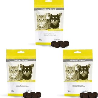 Alfavet FeliGum Struvit | Pack of 3 | 3 x 160 g | Supplementary Feed for Cats and Small Dogs | To Maintain a Healthy pH Value in the Urine | Contains DL-Methionine