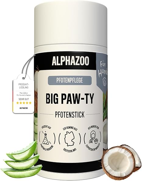 alphazoo Big Paw-ty Paw Stick 25 g - Paw Care for Dogs - Paw Balm Against Dry Paws - Protection Against Cold, Road Salt & Drying - Natural Care with Coconut Oil, Shea Butter & Aloe Vera