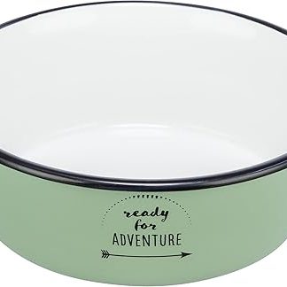 TRIXIE 25212 Bowl Enamel / Stainless Steel 0.9 L / Diameter 17 cm Green