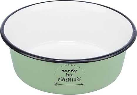 TRIXIE 25212 Bowl Enamel / Stainless Steel 0.9 L / Diameter 17 cm Green