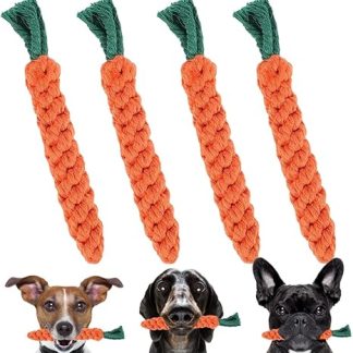 ZDQC Pack of 4 Chew Toy Carrot, Dog Toy Rope Cotton, Dog Rope Toy, Interactive Toy Braided