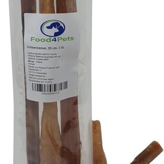 Food4Pets Ochsenziemer Long 3 x 30 cm - Dog Treats 150 g, for Dental Care & Chewing Activity, Popular Chew Snack for Dogs