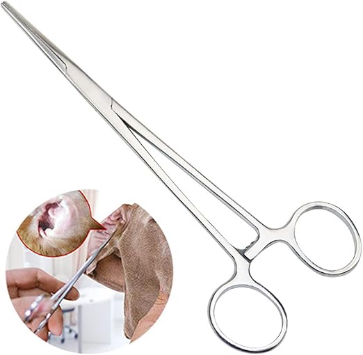 Artery Clamp, Tick Removal, Hemostatic Tweezers in Straight Design for Pets, Tweezers Made of Stainless Steel, Dog, Cat, Pet Scissors, Ear Hair Clip, Fishing Scissors Tool