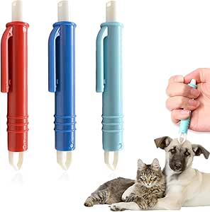 BAVALIN Tick Tweezers Set for Dogs Cats - Set of 3 Tick Tweezers for Dogs, Cats, Horses and People, Simple and Safe Tick Remover for Ticks of Any Size (Red, Blue, Dark Blue)