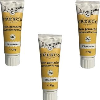 Fresco Fein gemacht! Naschwurst Cheese Cream | Pack of 3 | 3 x 75 g | Supplementary Food for Dogs | Practical Soft Touch Tube | Sugar-free Snack Paste | Ideal for on the Go