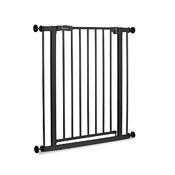 hauck Open N Stop 2, Black - Child Safety Gate Dog Gate, Adjustable Width 75-80 cm, 77 cm High, Double-Sided One-Hand Opening, No Drilling, for Indoor Use