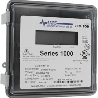 Leviton 1R480-21 Series 1000 Dual Element Meter 277/480V 2PH 3W 200:0.1A Ratio Max 200A Small Outdoor Enclosure Grey