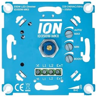 Ion Industries 350 Watt Digital Dimmer - Wall Switch with Timeless Design, Professional Dimmable Light Switch, On/Off Switch and Rotary Knob, Suitable for All Brands of Front Panels