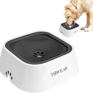 No Splash Dog Bowl with Floating Disc, 1.5L, Slow Drinking, Anti-Overflow, Anti-Choking, No Spill, Pet Water Bowl for Dogs, Cats, Puppies, Kittens, Sky Blue (Ashen)