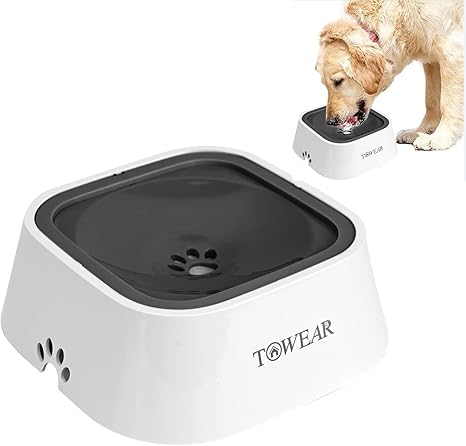 No Splash Dog Bowl with Floating Disc, 1.5L, Slow Drinking, Anti-Overflow, Anti-Choking, No Spill, Pet Water Bowl for Dogs, Cats, Puppies, Kittens, Sky Blue (Ashen)