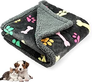 Dog Blanket, Small, Waterproof, 71 x 100 cm, Thickened Warm Pet Blanket, Coral Fleece, Flannel Dog Blanket, Sofa, Soft, Fluffy, Machine Washable, Dog Blanket for On the Go Cats and Dog Beds
