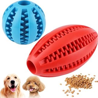 YiliYa Pack of 2 Dog Balls with Dental Care, Function Nubs Dog Toy Made of Natural Rubber, Robust Dog Balls Diameter 6 cm and Diameter 11.5 cm, Dog Ball for Large and Small Dogs (Blue + Red)