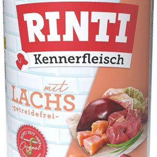 RINTI - Connoisseur Meat | Wet Food with 70% Meat for Adult Dogs. Grain-Free Complete Food in a Tin without Soy, Colourants and Preservatives | 12 x 800 g Salmon