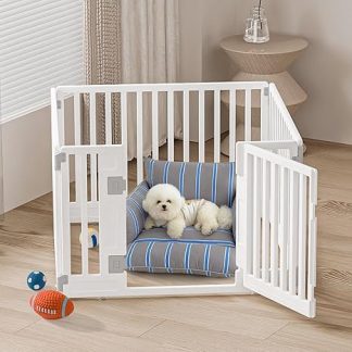 Gupamiga Puppy Playpen, Dog Playpen Foldable with Door, Puppy Run for Home, Solid and Smooth, Easy Installation, White (89 x 89 cm)