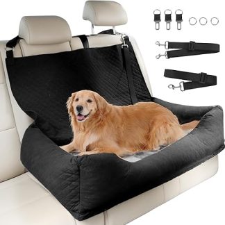Honey Paws Dog Car Seat for Medium and Large Dogs or Two Small Dogs, Universal Dog Seat Car Back Seat for Small/Medium Dogs up to 25 kg, Non-Slip, Washable