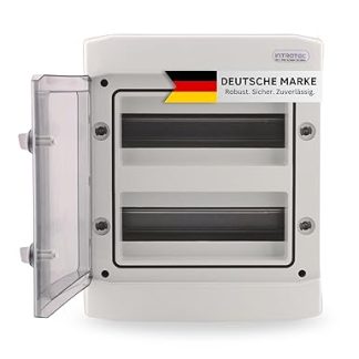 Surface-Mounted Fuse Box IP65 Wet Room Distributor Small Distributor 2 Rows 24 Modules Installation in the Garden or Other Outdoor Areas Distribution Box Switch Box Surface-Mounted Distributor