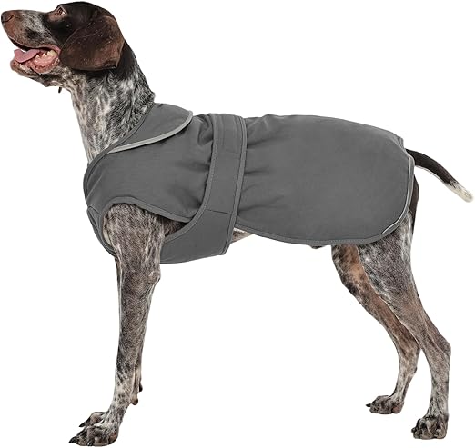 Kuoser Canvas Pet Dog Winter Coat, Reflective Warm Fleece Jacket for Small Medium Puppies, Waterproof and Windproof Dog Vest with Belt Hole, XS - 3XL