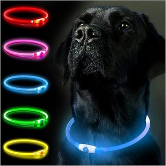 SerDa-Run Luminous Dog Collar, Rechargeable LED Collar for Dogs, Light Strip, Adjustable Size, Three Light Modes, Safety for Your Dog at Night