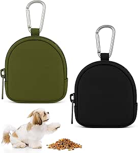 BOHUIZ Pack of 2 Treat Bags for Dogs, Dog Treat Bag, Food Bag, Dog Training with Zip and Carabiner, Treat Bag, Dog Bag, Portable Mini Bag for Dog Training