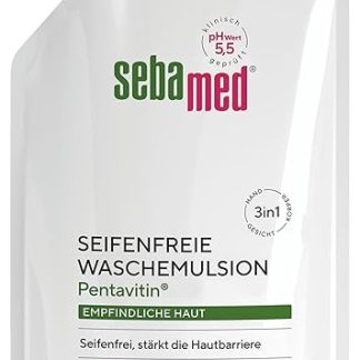 Sebamed Soap-free wash emulsion refill bag, 400 ml, soap-free cleansing for sensitive skin, strengthens the skin barrier, suitable for hand, face and body cleansing