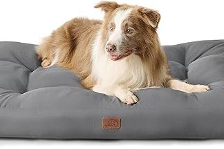 BEDSURE Washable Dog Cushion, 111 x 89 cm, Dog Mattress, Waterproof, XXL, for Large and Medium Dogs, Outdoor Padded Dog Mat, Grey, 10 cm Height, Large XL Dog Bed for Pets