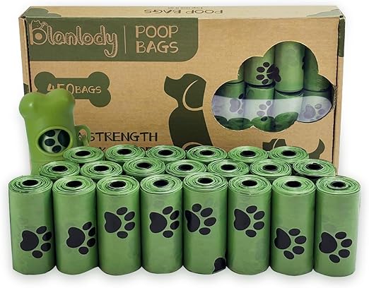 Blanlody Dog Waste Bags 450 Bags for Dogs Biodegradable Dog Bag with Fragrance 28 Rolls 30 x 22 cm Dog Bags and Waste Bag Dispenser