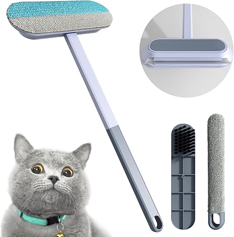 Maisly Pet Hair Remover 4 in 1 Lint Brush Set with Extension Rod, Dog and Cat Hair Remover, Reusable Lint Brush Instead of Lint Roller for Sofas, Carpets, Scratching Posts and Clothes